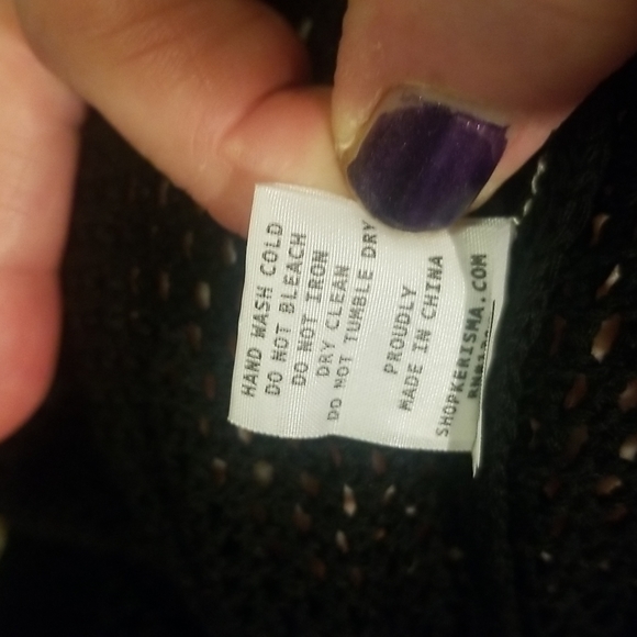 Nordstrom's KERISMA Rica Black Mesh Sheer Top. Earth Tones accent V-Neck - Picture 15 of 15